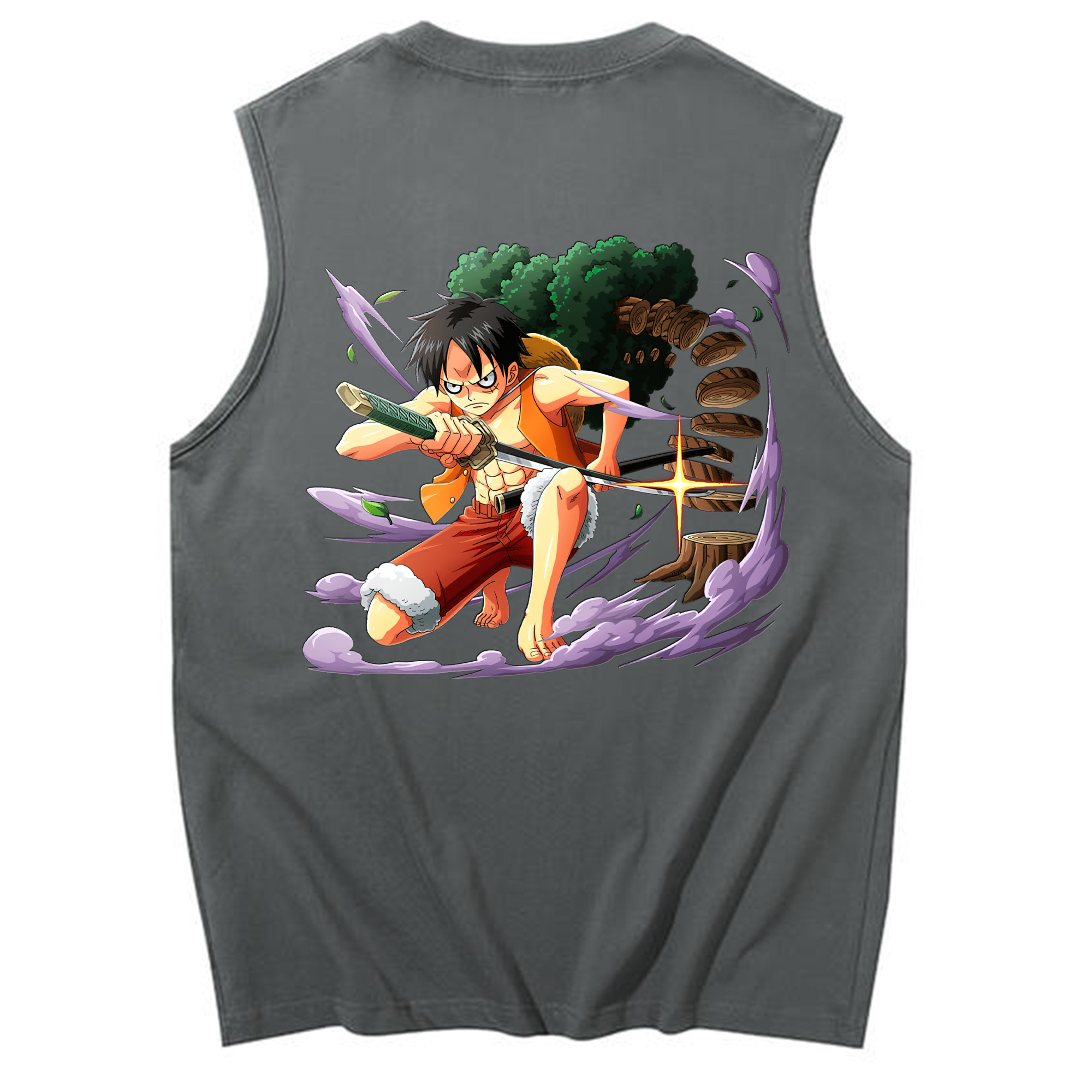 ワンピース モンキー・D・ルフィ ONE PIECE Monkey D. Luffy コットン100％タンクトップ（背面プリント）